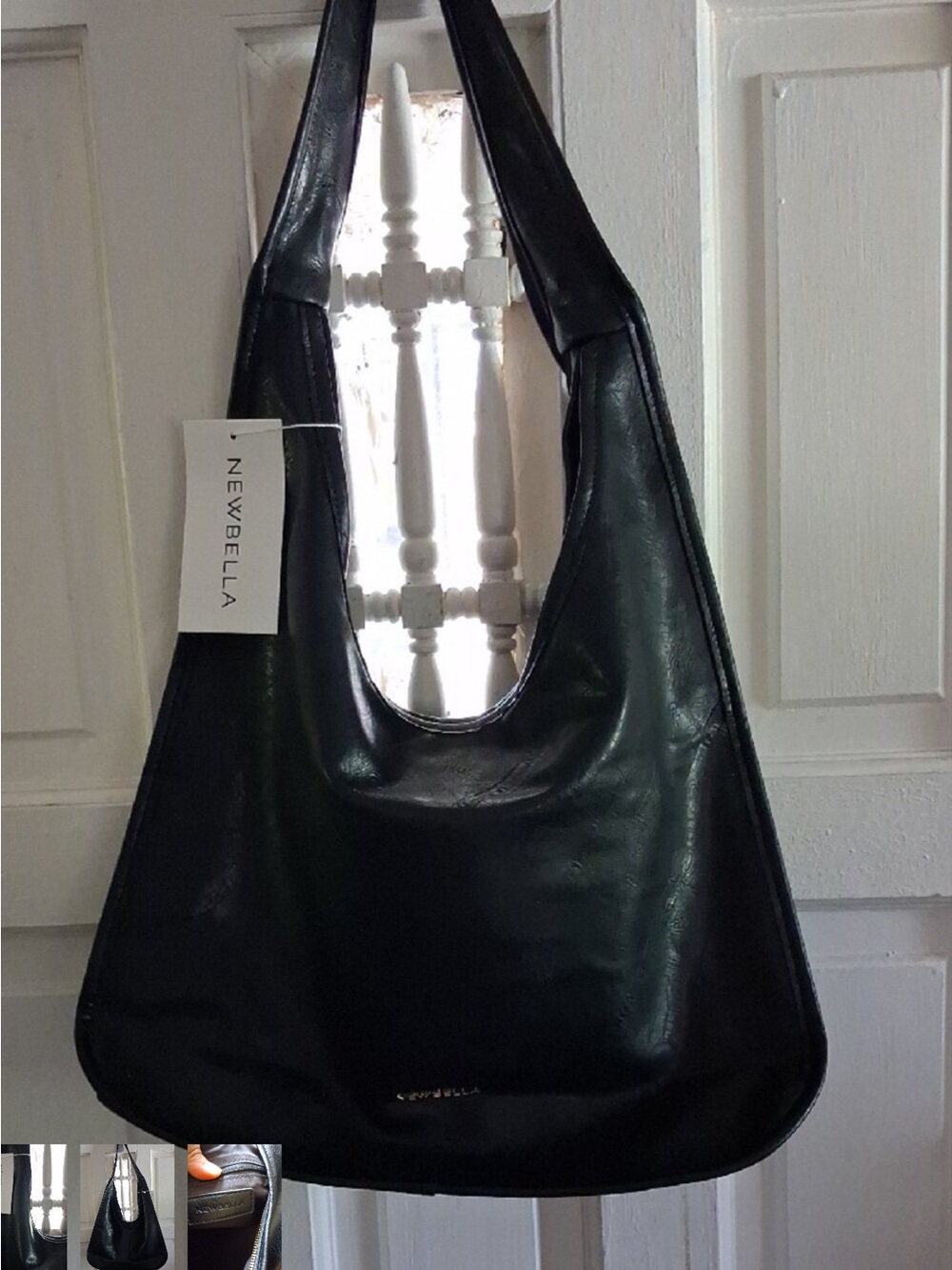 Newbella Women's Black Leather Shoulder Bag